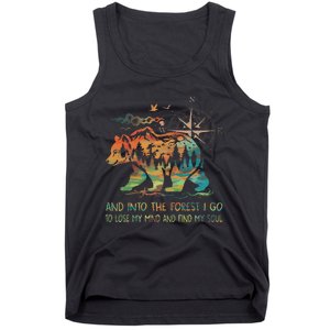 And Into The Forest I Go To Lose My Mind Camping Bear Retro Tank Top