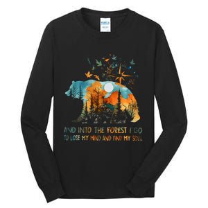 And Into The Forest I Go To Lose My Mind Camping Bear Tall Long Sleeve T-Shirt