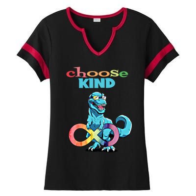 Autism Infinity Trex Choose Kind Gift Ladies Halftime Notch Neck Tee