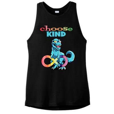 Autism Infinity Trex Choose Kind Gift Ladies PosiCharge Tri-Blend Wicking Tank