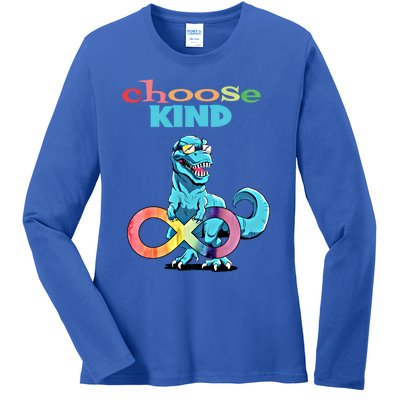 Autism Infinity Trex Choose Kind Gift Ladies Long Sleeve Shirt