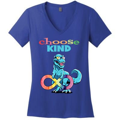 Autism Infinity Trex Choose Kind Gift Women's V-Neck T-Shirt