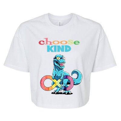 Autism Infinity Trex Choose Kind Gift Bella+Canvas Jersey Crop Tee