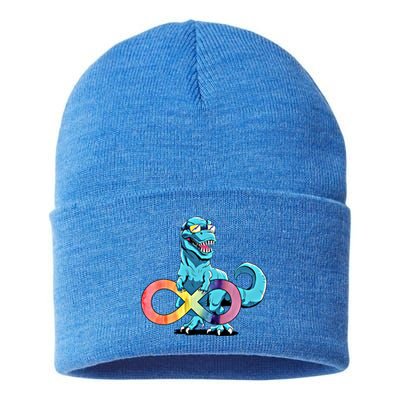 Autism Infinity Trex Dinosaur Funny Gift Sustainable Knit Beanie