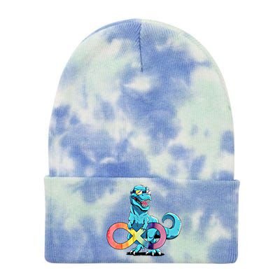 Autism Infinity Trex Dinosaur Funny Gift Tie Dye 12in Knit Beanie