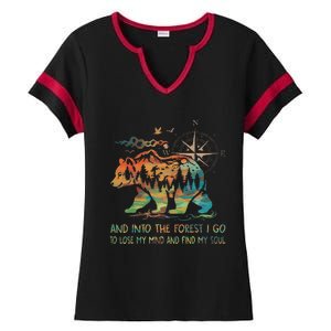 And Into The Forest I Go To Lose My Mind Camping Bear Ladies Halftime Notch Neck Tee