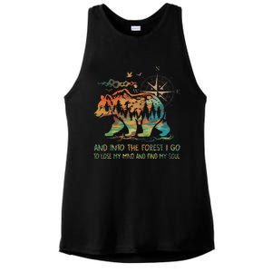 And Into The Forest I Go To Lose My Mind Camping Bear Ladies PosiCharge Tri-Blend Wicking Tank