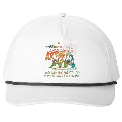 And Into The Forest I Go To Lose My Mind Camping Bear Snapback Five-Panel Rope Hat