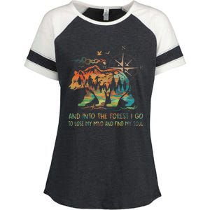 And Into The Forest I Go To Lose My Mind Camping Bear Enza Ladies Jersey Colorblock Tee