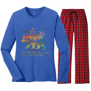 And Into The Forest I Go To Lose My Mind Camping Bear Women's Long Sleeve Flannel Pajama Set 