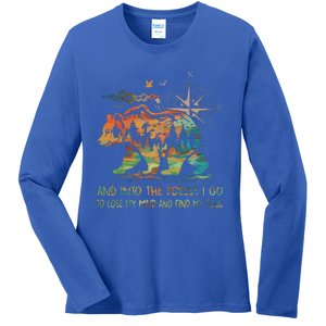 And Into The Forest I Go To Lose My Mind Camping Bear Ladies Long Sleeve Shirt