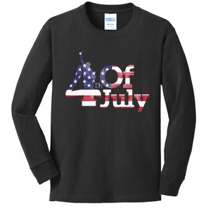 American Independence USA Flag 4th Of July Statue Of Liberty Kids Long Sleeve Shirt