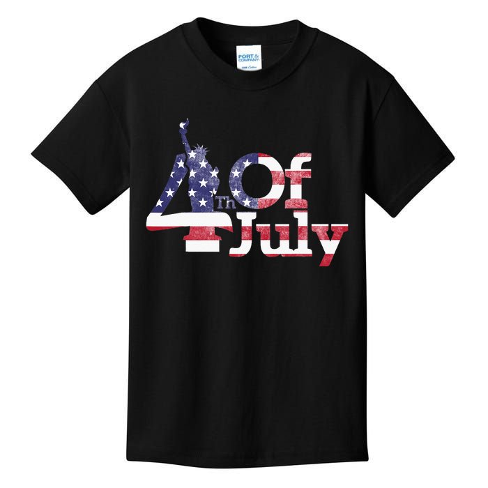 American Independence USA Flag 4th Of July Statue Of Liberty Kids T-Shirt