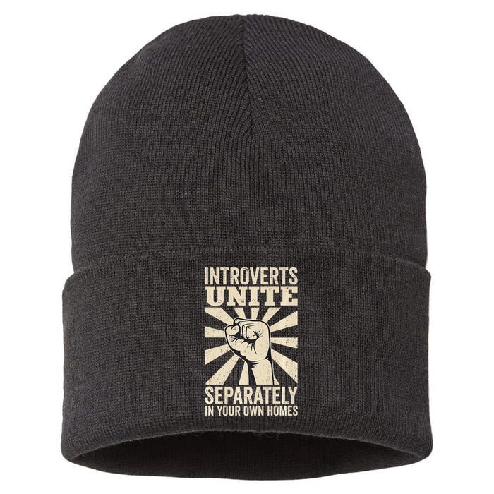 Antisocial Introverts Unite Separately In Your Own Homes Premium Sustainable Knit Beanie