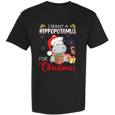 All I Want For Christmas Is Hippopotamus Cute Hippo Xmas Garment-Dyed Heavyweight T-Shirt