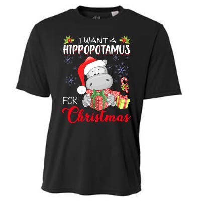 All I Want For Christmas Is Hippopotamus Cute Hippo Xmas Cooling Performance Crew T-Shirt