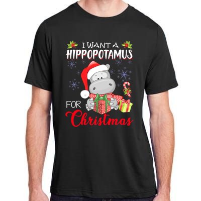 All I Want For Christmas Is Hippopotamus Cute Hippo Xmas Adult ChromaSoft Performance T-Shirt