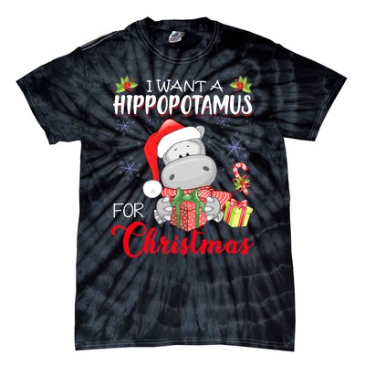 All I Want For Christmas Is Hippopotamus Cute Hippo Xmas Tie-Dye T-Shirt