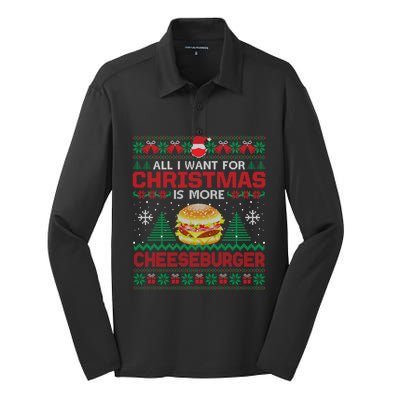 All I Want Is More Cheeseburger Christmas Pajama Party Gift Silk Touch Performance Long Sleeve Polo