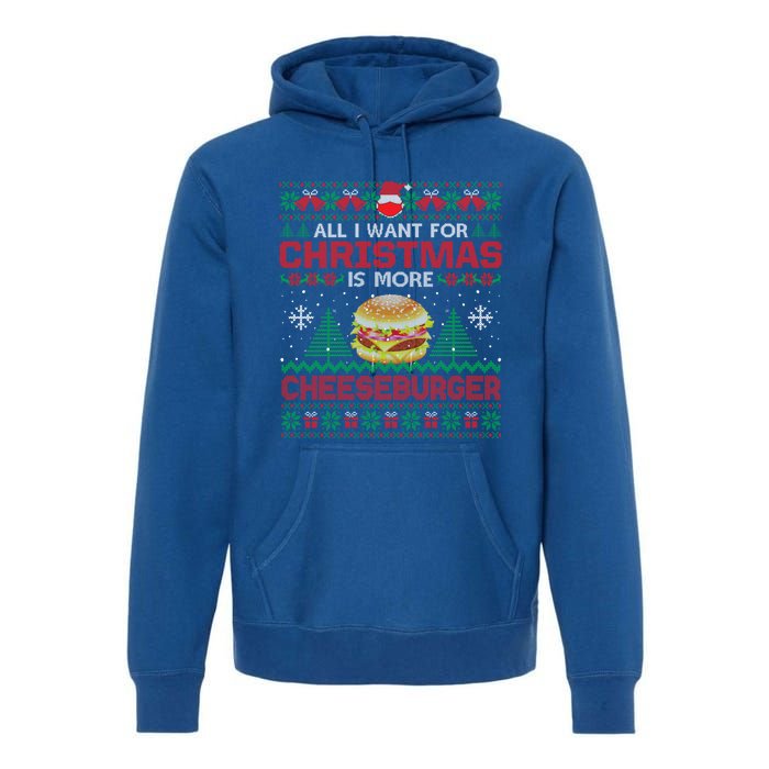 All I Want Is More Cheeseburger Christmas Pajama Party Gift Premium Hoodie