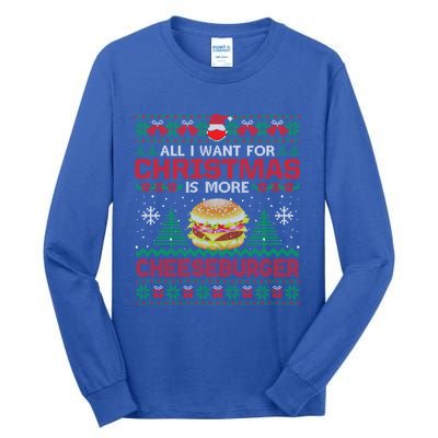 All I Want Is More Cheeseburger Christmas Pajama Party Gift Tall Long Sleeve T-Shirt