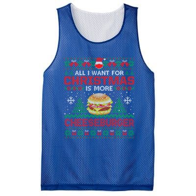 All I Want Is More Cheeseburger Christmas Pajama Party Gift Mesh Reversible Basketball Jersey Tank