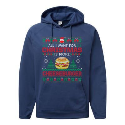 All I Want Is More Cheeseburger Christmas Pajama Party Gift Performance Fleece Hoodie