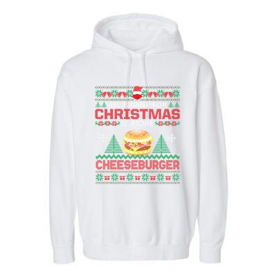 All I Want Is More Cheeseburger Christmas Pajama Party Gift Garment-Dyed Fleece Hoodie