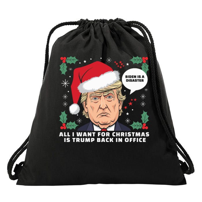 All I Want For Christmas Is Trump Back In Office Funny Drawstring Bag