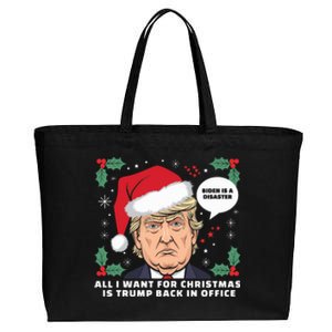 All I Want For Christmas Is Trump Back In Office Funny Cotton Canvas Jumbo Tote