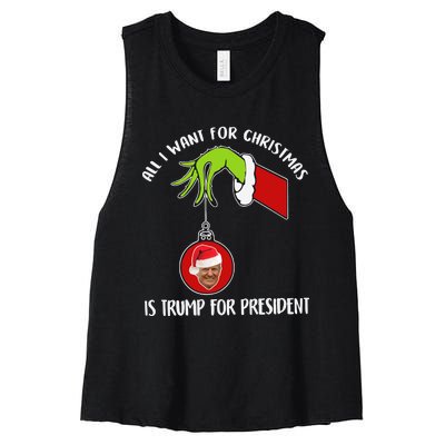 All I Want For Christmas Is Trump For President 2024 Women's Racerback Cropped Tank