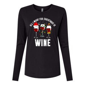 All I Want Christmas Is Wine Womens Cotton Relaxed Long Sleeve T-Shirt