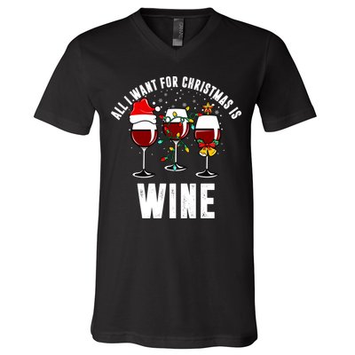 All I Want Christmas Is Wine V-Neck T-Shirt