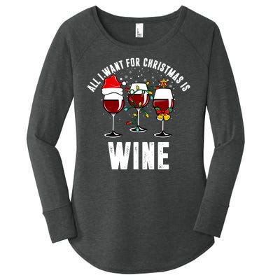 All I Want Christmas Is Wine Women's Perfect Tri Tunic Long Sleeve Shirt