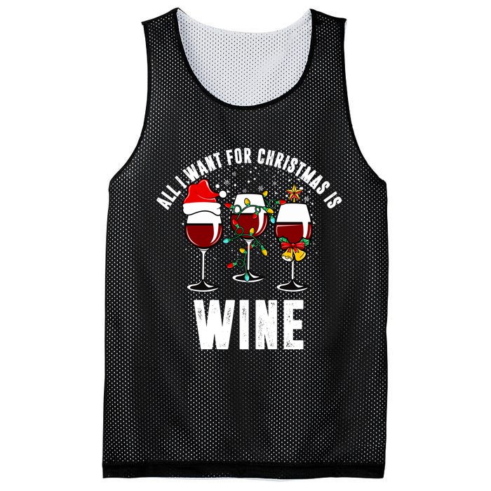 All I Want Christmas Is Wine Mesh Reversible Basketball Jersey Tank