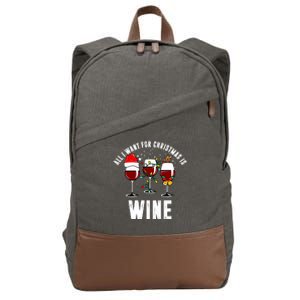 All I Want Christmas Is Wine Cotton Canvas Backpack