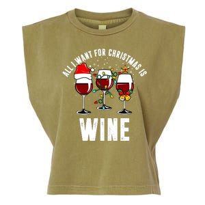 All I Want Christmas Is Wine Garment-Dyed Women's Muscle Tee