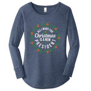 All I Want For Christmas Is A New President Gift Women's Perfect Tri Tunic Long Sleeve Shirt