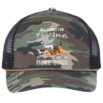 All I Want For Christmas Is More Dogs Ugly Xmas Sweater Gift Retro Rope Trucker Hat Cap