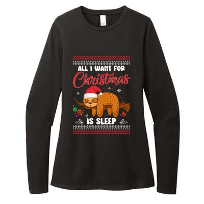 All I Want For Xmas Is Sleep Funny Sloth Gift Womens CVC Long Sleeve Shirt