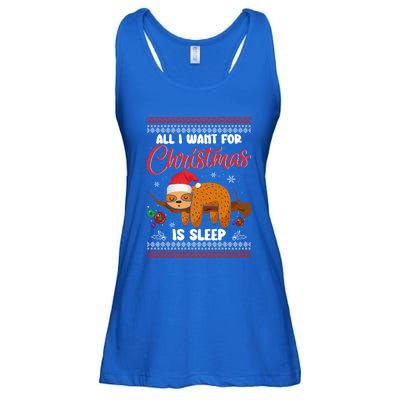 All I Want For Xmas Is Sleep Funny Sloth Gift Ladies Essential Flowy Tank