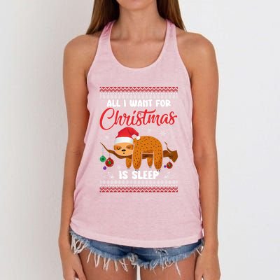 All I Want For Xmas Is Sleep Funny Sloth Gift Women's Knotted Racerback Tank