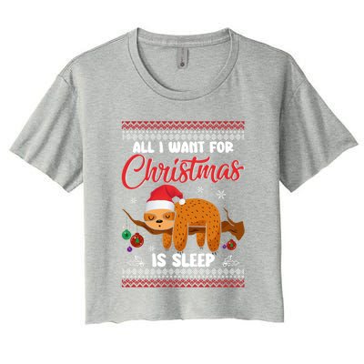 All I Want For Xmas Is Sleep Funny Sloth Gift Women's Crop Top Tee