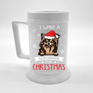 All I Want For Christmas Is A Chihuahua Santa Reindeer Great Gift Beer Stein