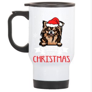 All I Want For Christmas Is A Chihuahua Santa Reindeer Great Gift Stainless Steel Travel Mug