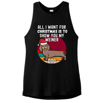 All I Want For Christmas Is Show You My Weiner Dog Dachshund Cute Gift Ladies PosiCharge Tri-Blend Wicking Tank