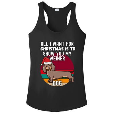 All I Want For Christmas Is Show You My Weiner Dog Dachshund Cute Gift Ladies PosiCharge Competitor Racerback Tank