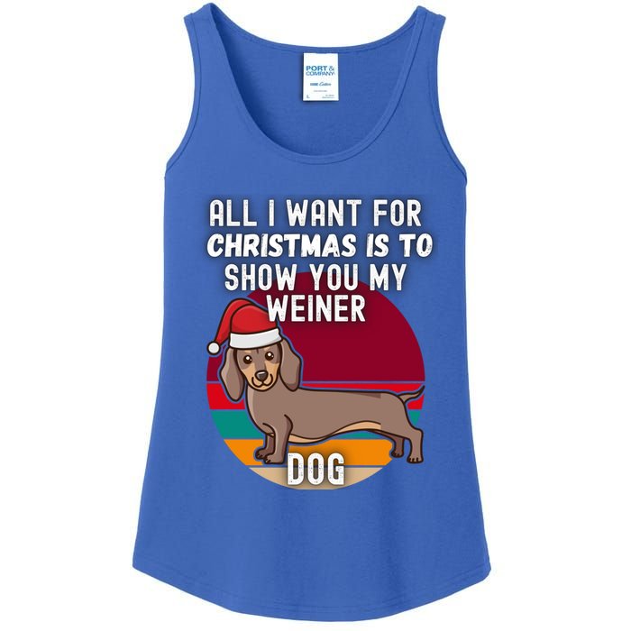 All I Want For Christmas Is Show You My Weiner Dog Dachshund Cute Gift Ladies Essential Tank