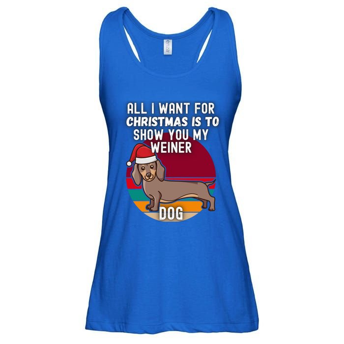 All I Want For Christmas Is Show You My Weiner Dog Dachshund Cute Gift Ladies Essential Flowy Tank