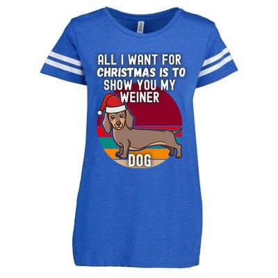 All I Want For Christmas Is Show You My Weiner Dog Dachshund Cute Gift Enza Ladies Jersey Football T-Shirt